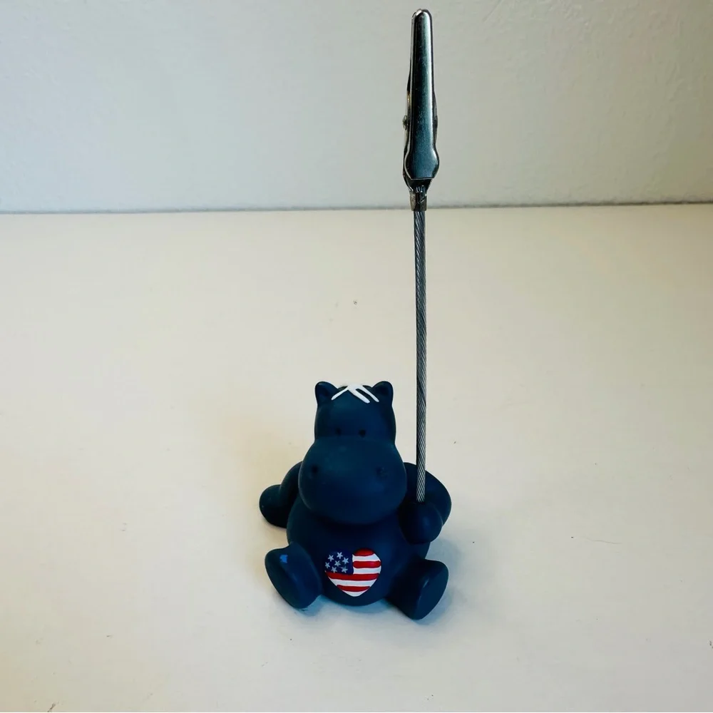 NICI Navy Blue American‎ Flag Hippo Picture Clip Holder